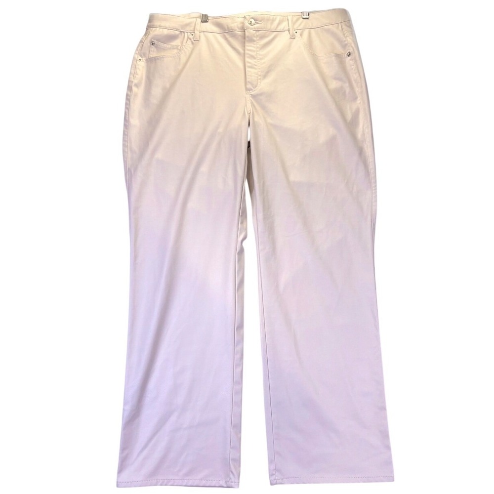 NWT H&M Vegan Faux Leather Straight Leg Pants Cream White Women's Minimalist20